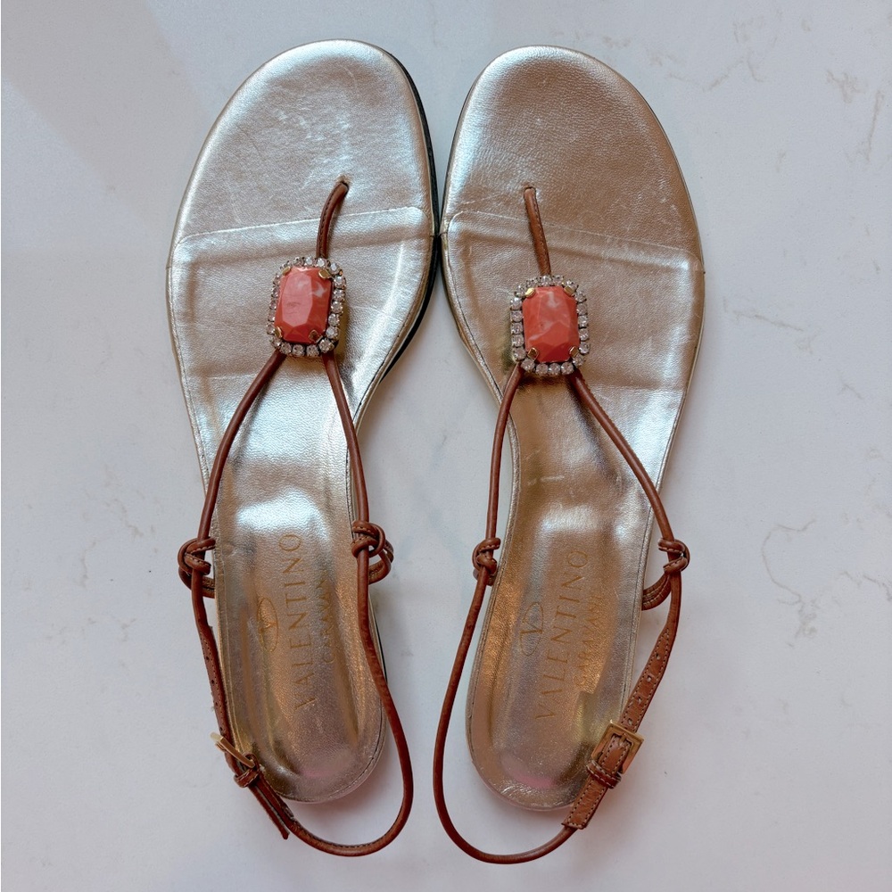 Valentino Metallic Gold Sandals. Size 40.5. EUC.